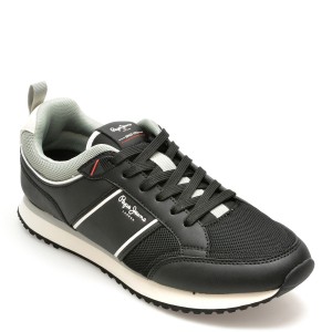 Pantofi sport PEPE JEANS negri, DUBLIN BRAND,  din piele ecologica, barbat