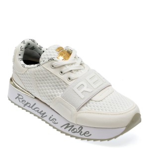 Pantofi sport REPLAY albi, WS6314T, din material textil, dama