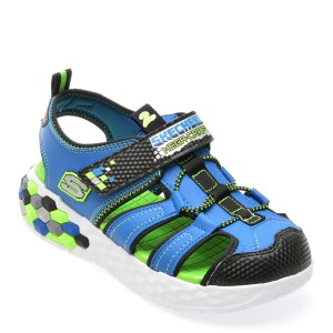 Pantofi sport SKECHERS albastri, 402213L, din piele ecologica, baiat
