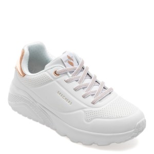 Pantofi sport SKECHERS albi, 310384L, din piele ecologica, fetita