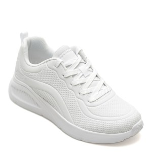 Pantofi sport SKECHERS albi, BOBS BUNO, din piele ecologica, dama