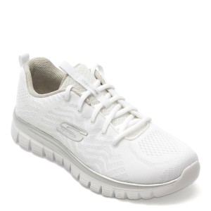 Pantofi sport SKECHERS albi, GRACEFUL, din material textil, dama