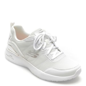 Pantofi sport SKECHERS albi, SKECH-AIR DYNAMIGHT, din material textil, dama