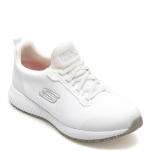 Pantofi sport SKECHERS albi, SQUAD SR, din material textil, dama