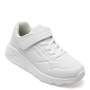 Pantofi sport SKECHERS albi, UNO LITE, din piele ecologica, baiat
