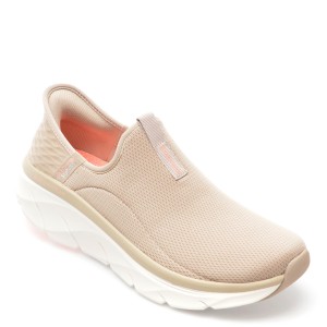 Pantofi sport SKECHERS gri, D LUX WALKER 2.0, din material textil, dama