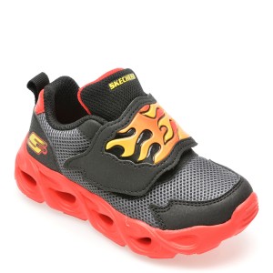Pantofi sport SKECHERS negri, THERMO-FLASH, din piele ecologica, baiat