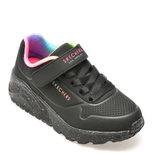 Pantofi sport SKECHERS negri, UNO LITE, din piele ecologica, fetita