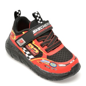 Pantofi sport SKECHERS rosii, SKECH TRACKS, din piele ecologica, baiat