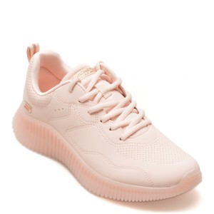 Pantofi sport SKECHERS roz, BOBS GEO, din piele ecologica, dama