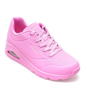 Pantofi sport SKECHERS roz, UNO, din piele ecologica, dama
