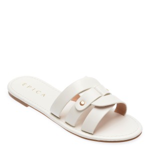Papuci casual EPICA albi, 110780, din piele ecologica, dama