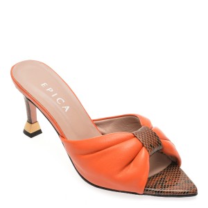 Papuci casual EPICA portocalii, 1278, din piele naturala, dama