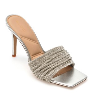 Papuci eleganti ALDO argintii, 13738924, din material textil, dama