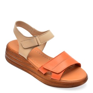Sandale casual IMAGE portocalii, 4902, din piele naturala, dama