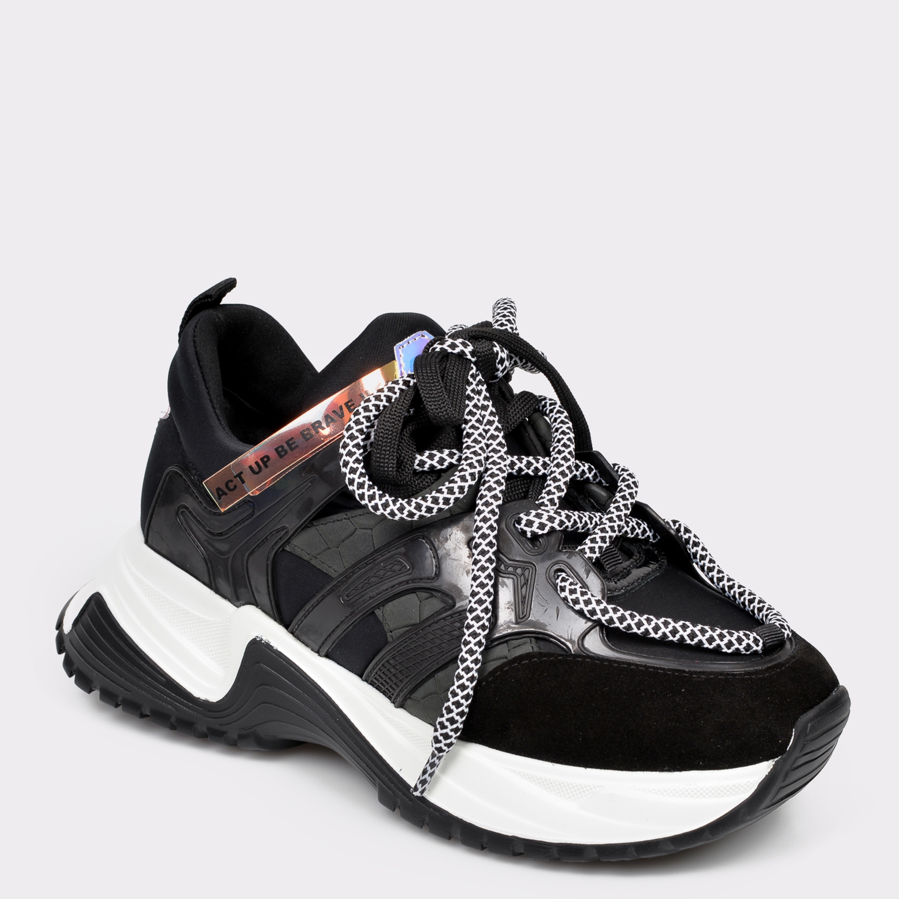 Pantofi sport EPICA negri, 3086, din material textil si piele naturala