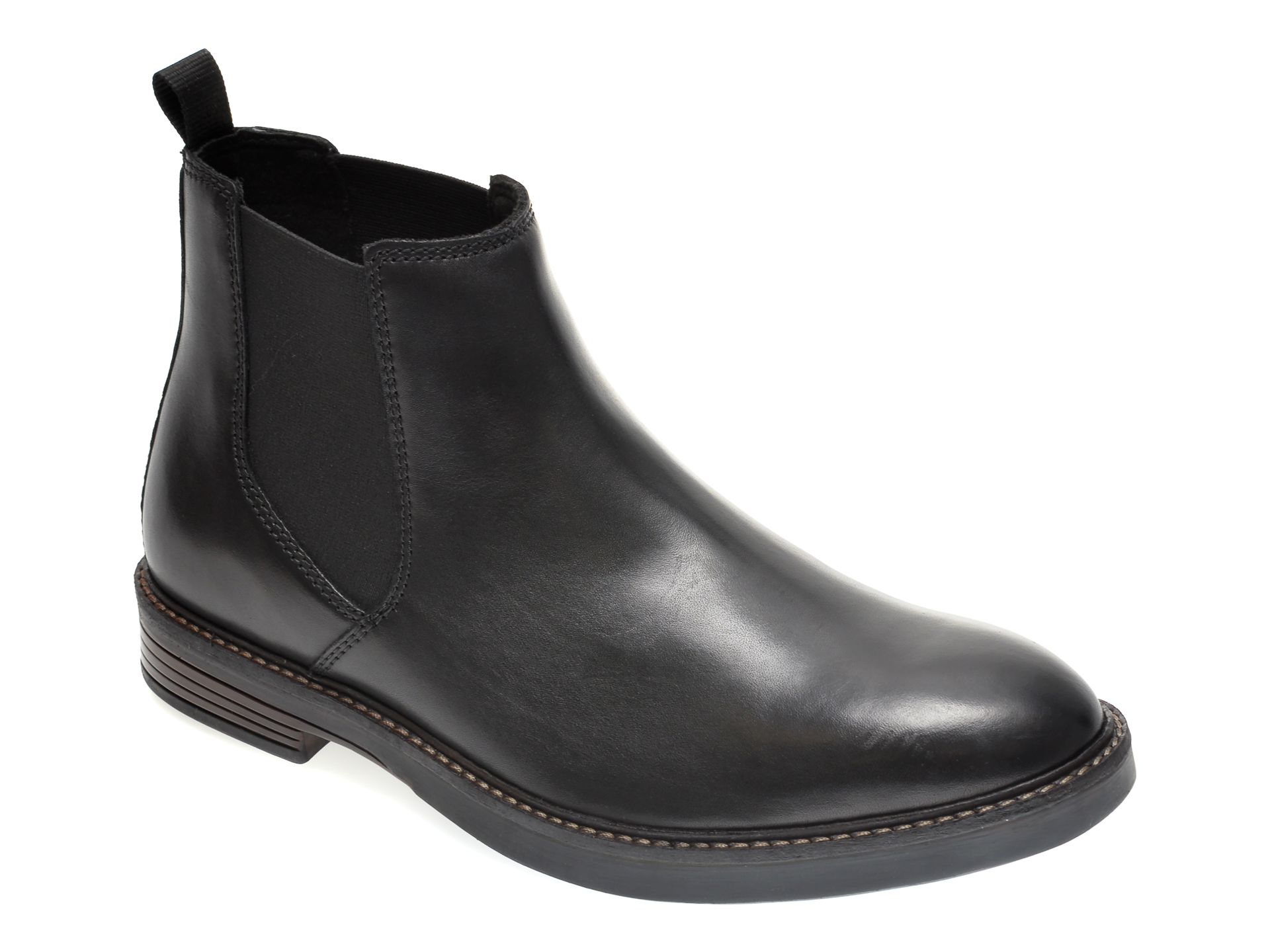 Ghete CLARKS negre, PAULSON UP, din material textil si piele naturala