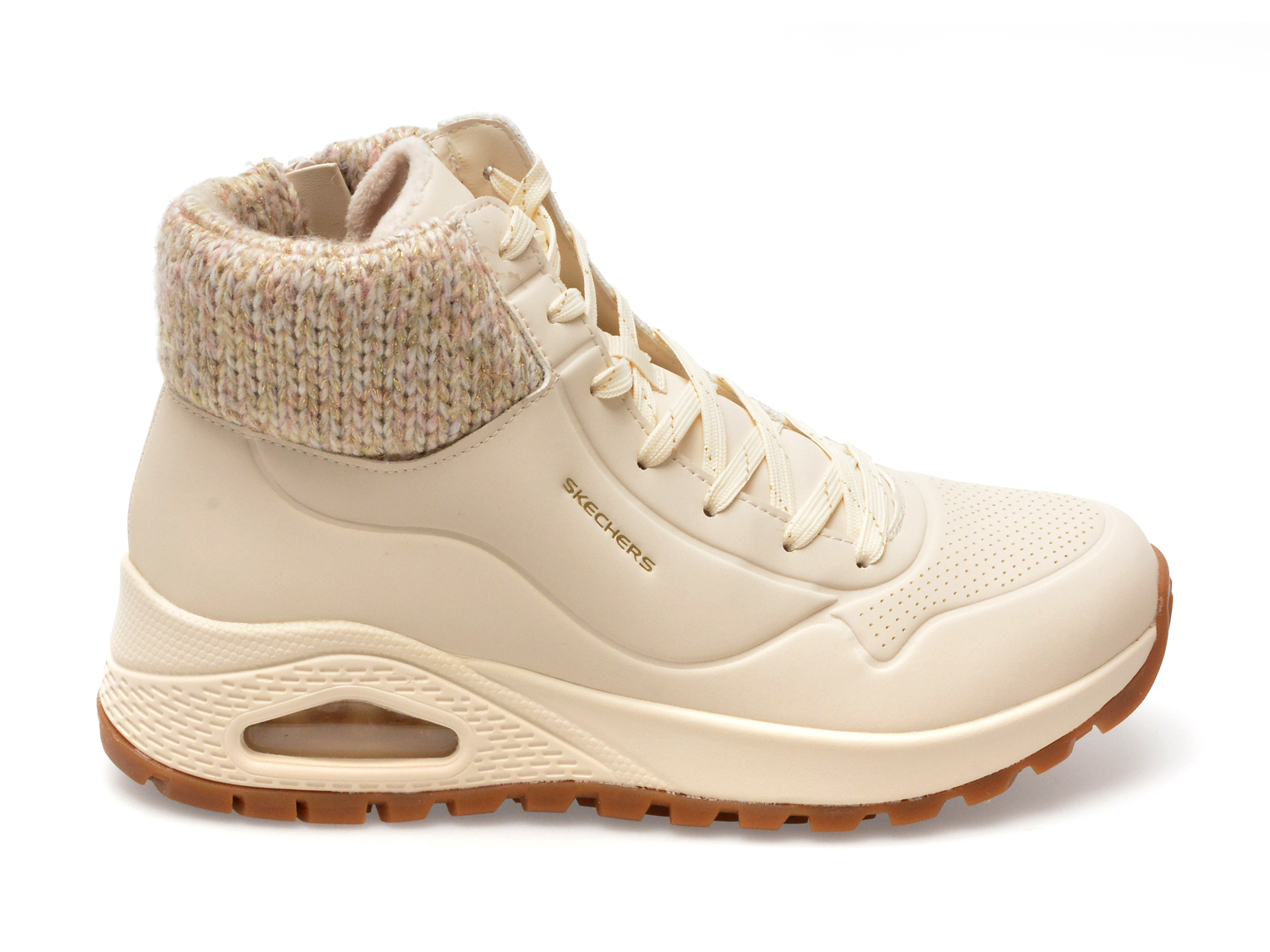 Ghete SKECHERS bej, UNO RUGGED, din piele ecologica