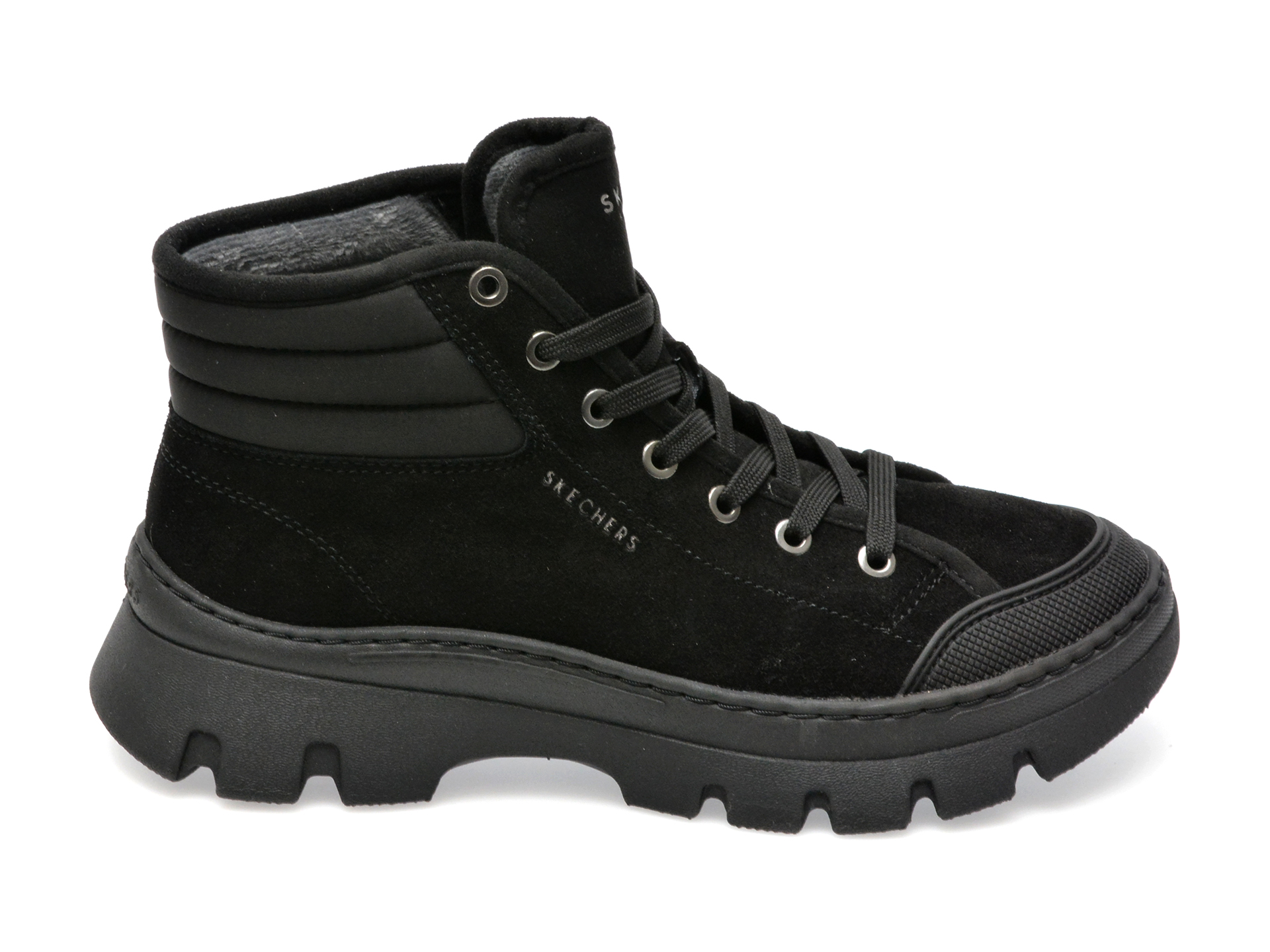 Ghete SKECHERS negre, ROADIES SURGE, din piele intoarsa