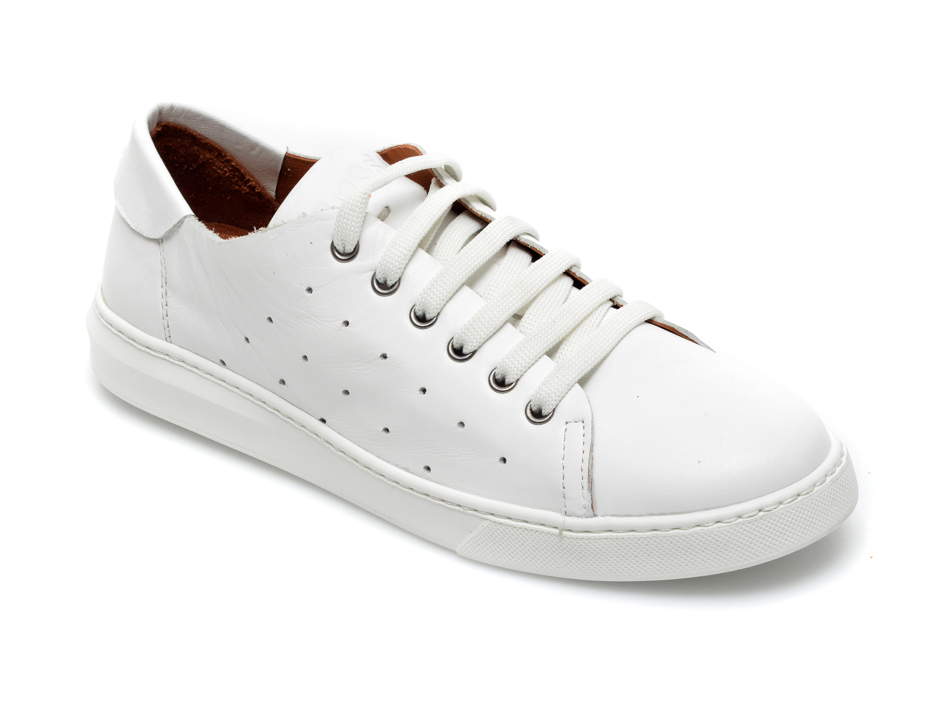 Pantofi BABOOS albi, 2301, din piele naturala