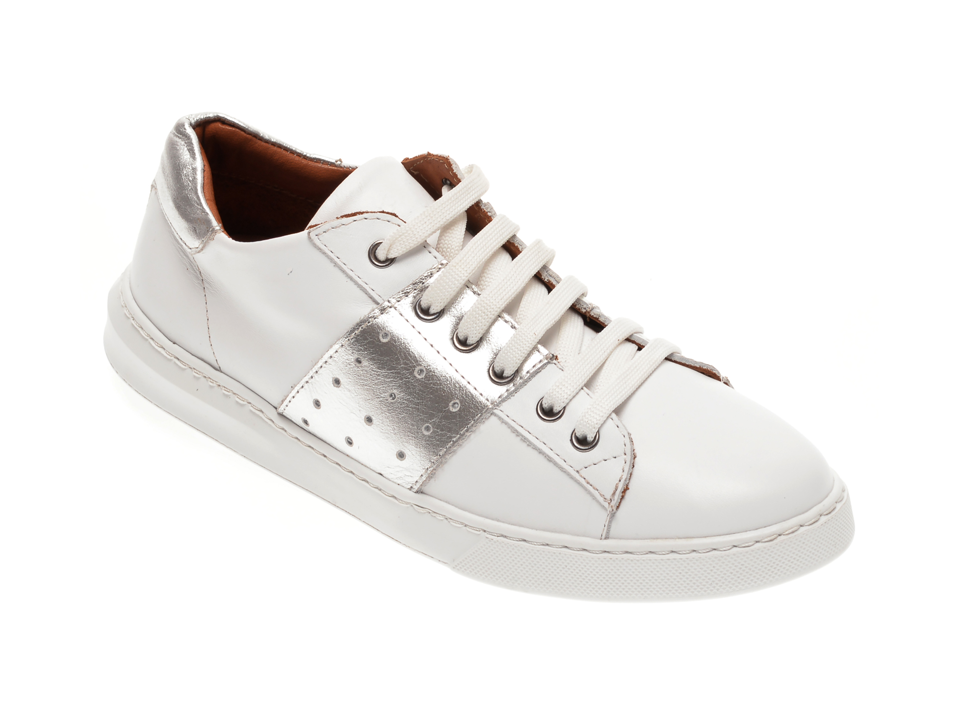 Pantofi BABOOS albi, 2303, din piele naturala
