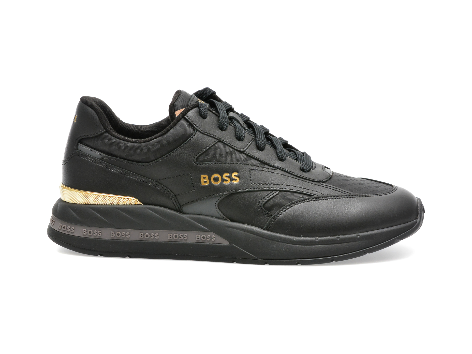 Pantofi BOSS negri, 2901, din piele naturala