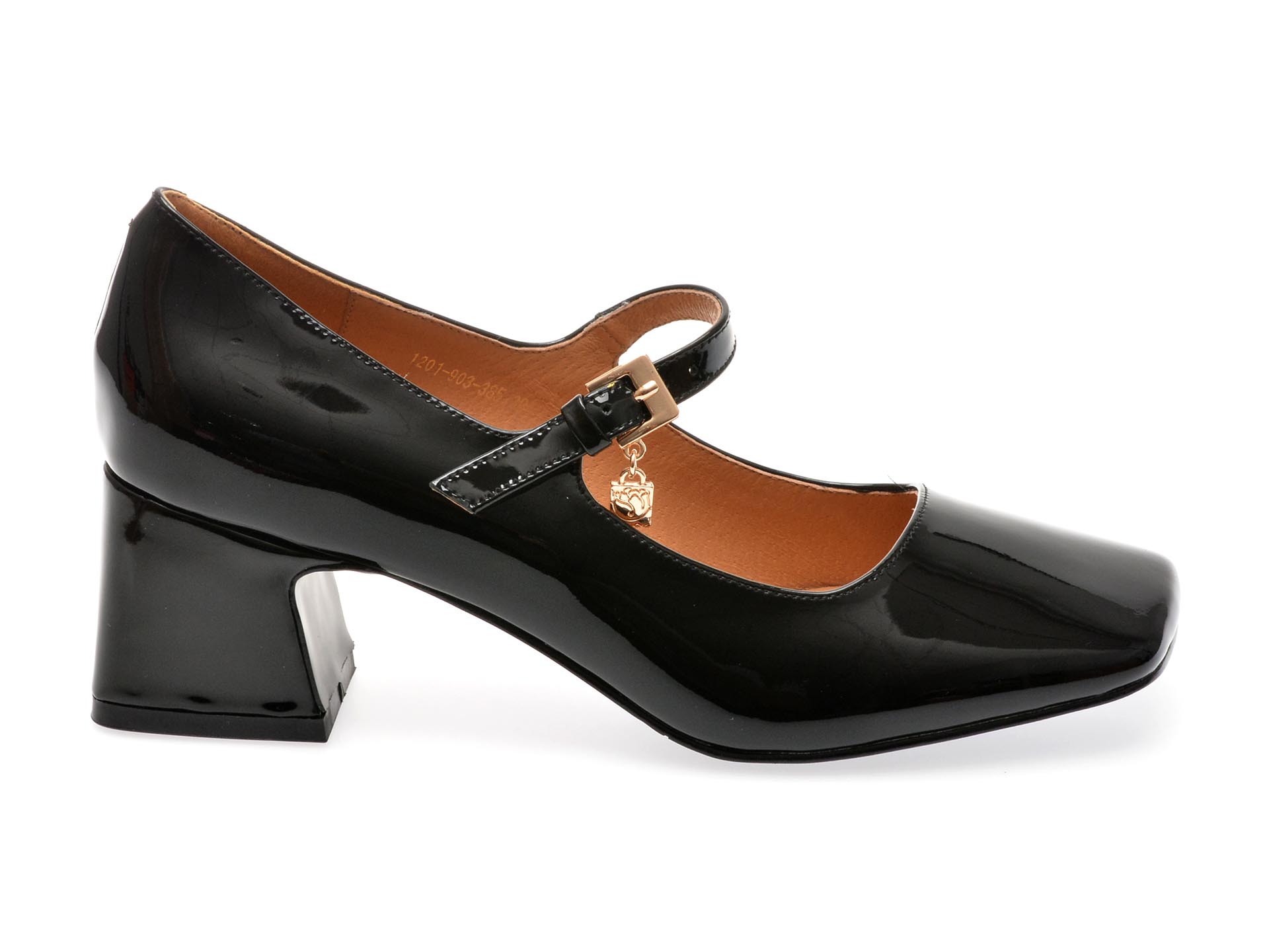 Pantofi casual EPICA negri, 1201, din piele naturala lacuita
