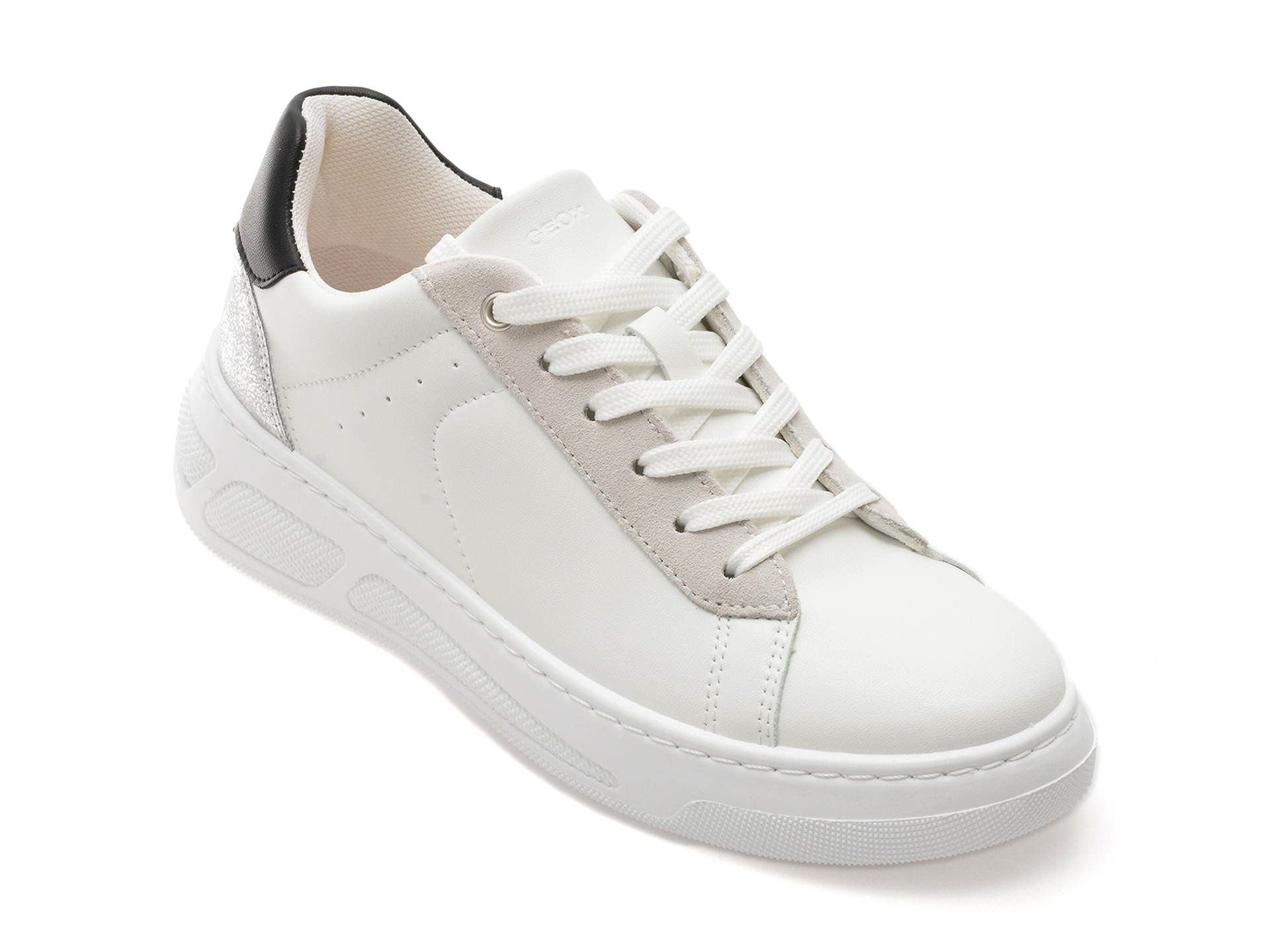 Pantofi casual GEOX albi, D35VXA, din piele ecologica