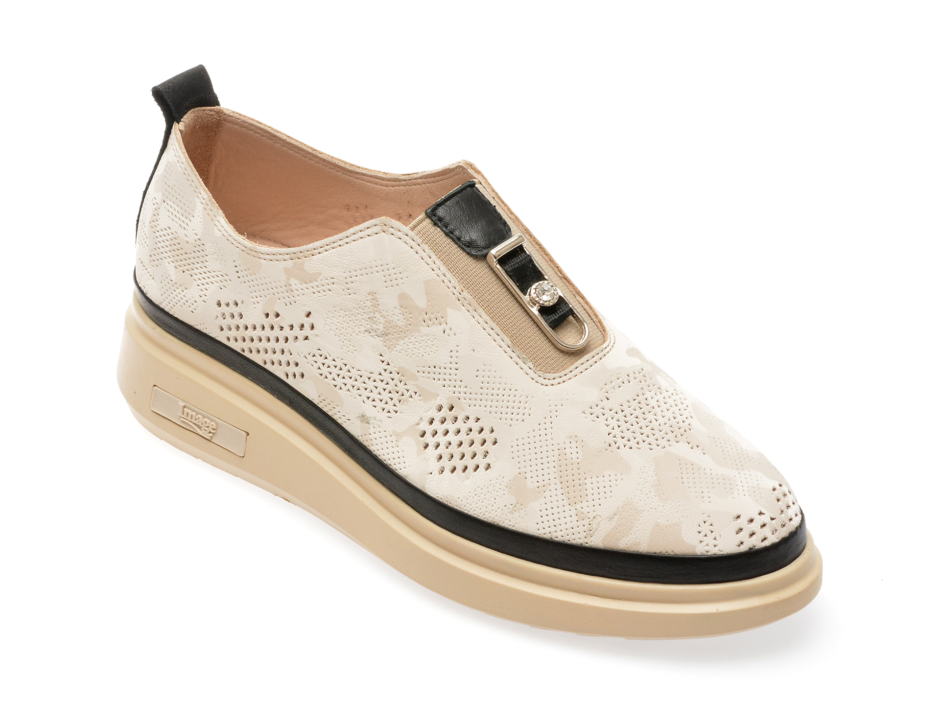 Pantofi casual IMAGE bej, 01502Z, din piele naturala