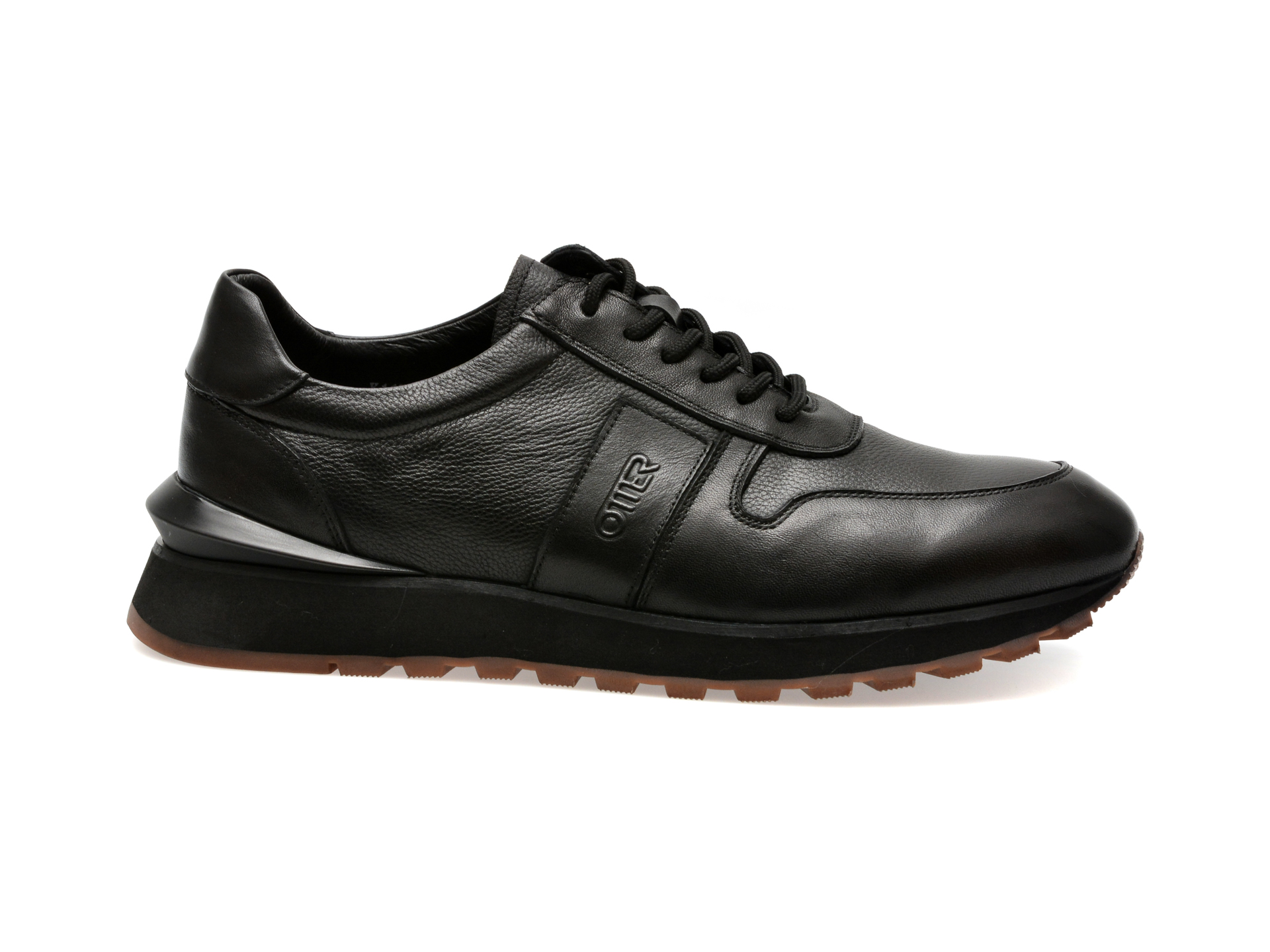 Pantofi casual OTTER negri, 11551, din piele naturala