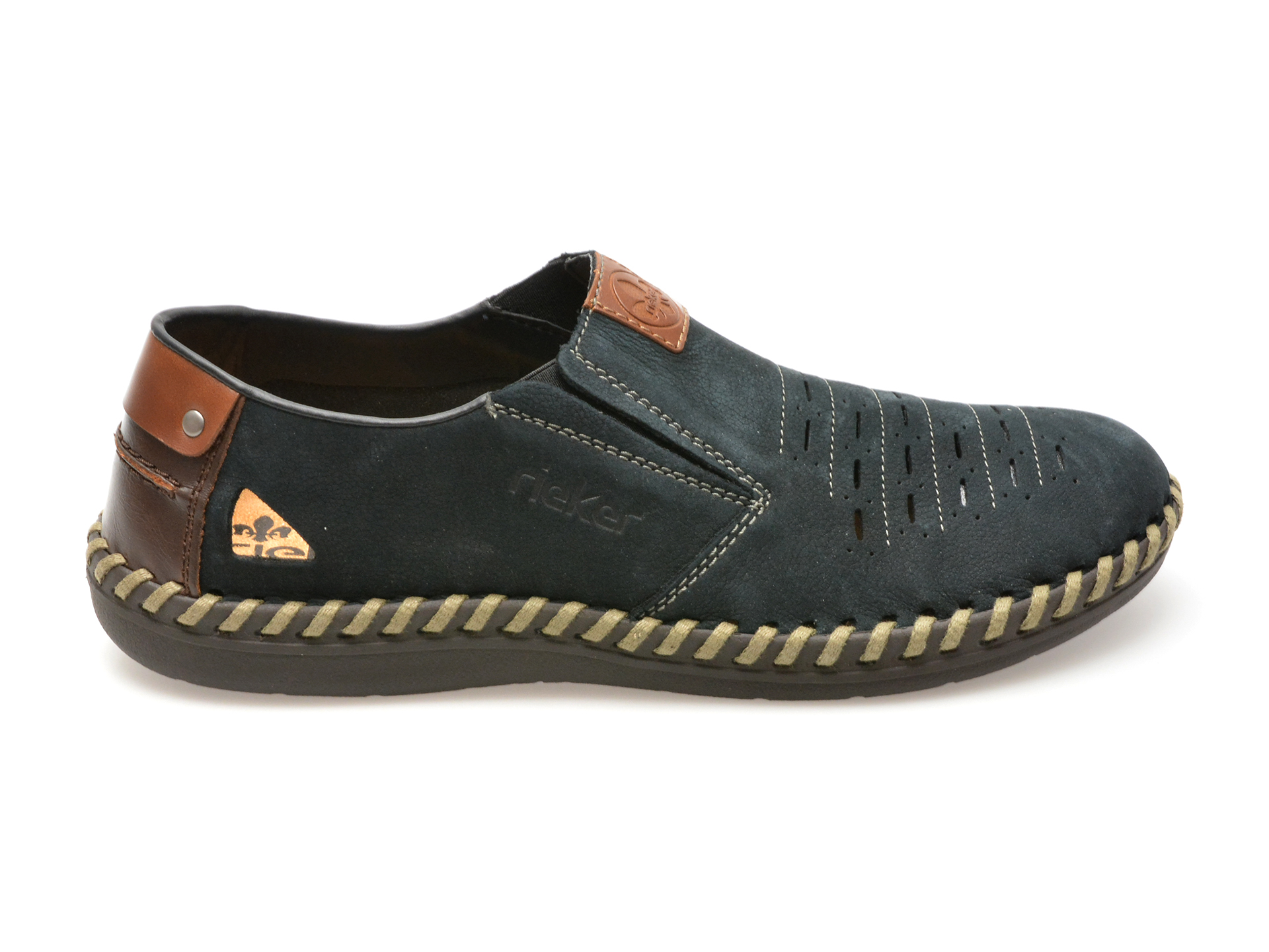 Pantofi casual RIEKER bleumarin, B24571, din piele naturala