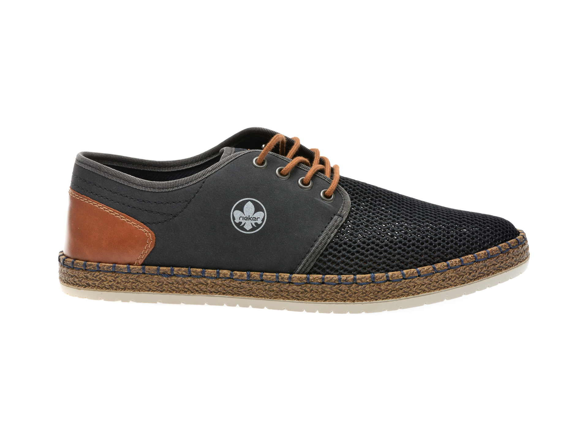 Pantofi casual RIEKER bleumarin, B5249, din material textil si piele ecologica