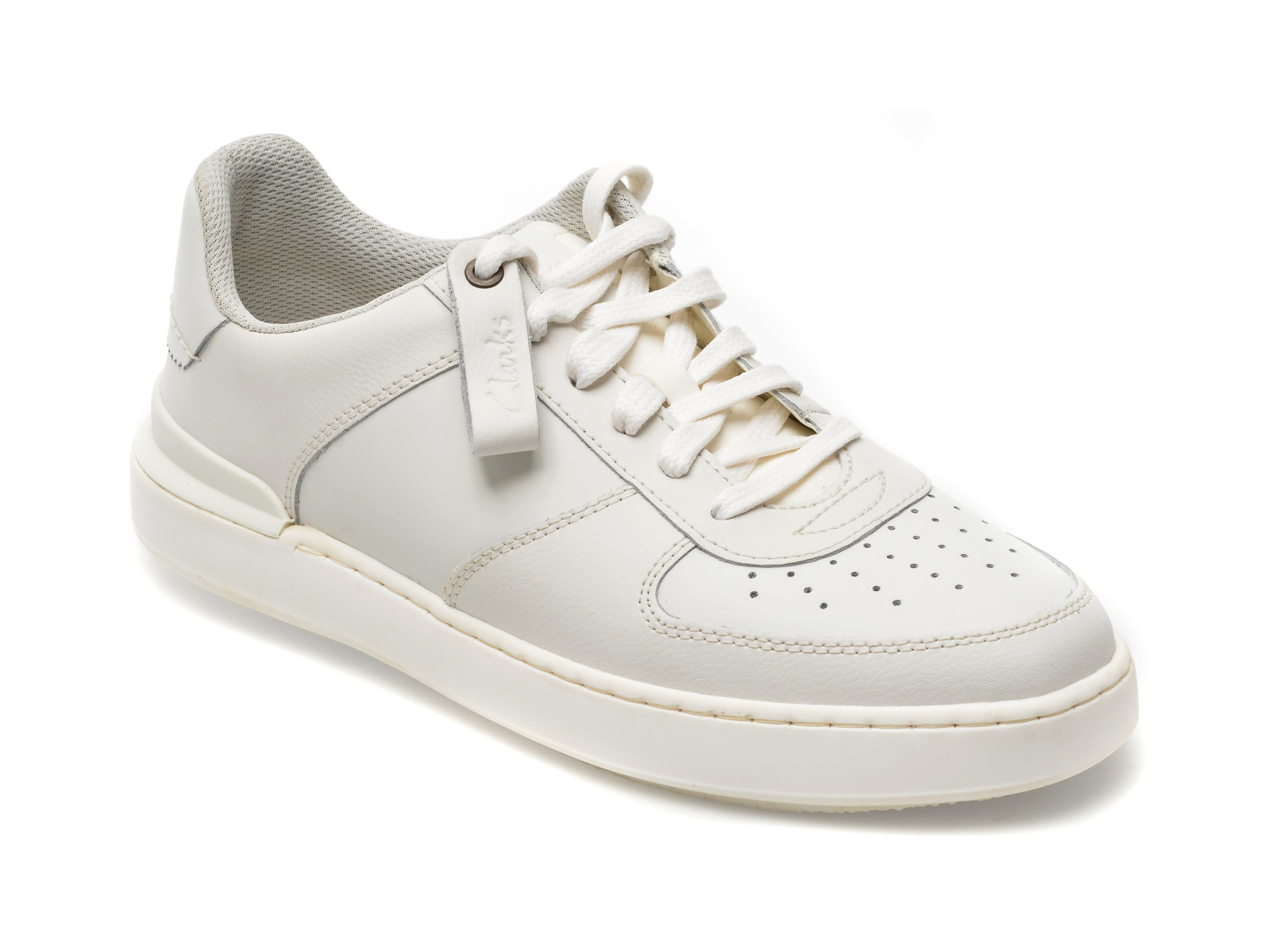 Pantofi CLARKS albi, COURTLITE TIE 13-N, din piele naturala barbati 2023-09-21