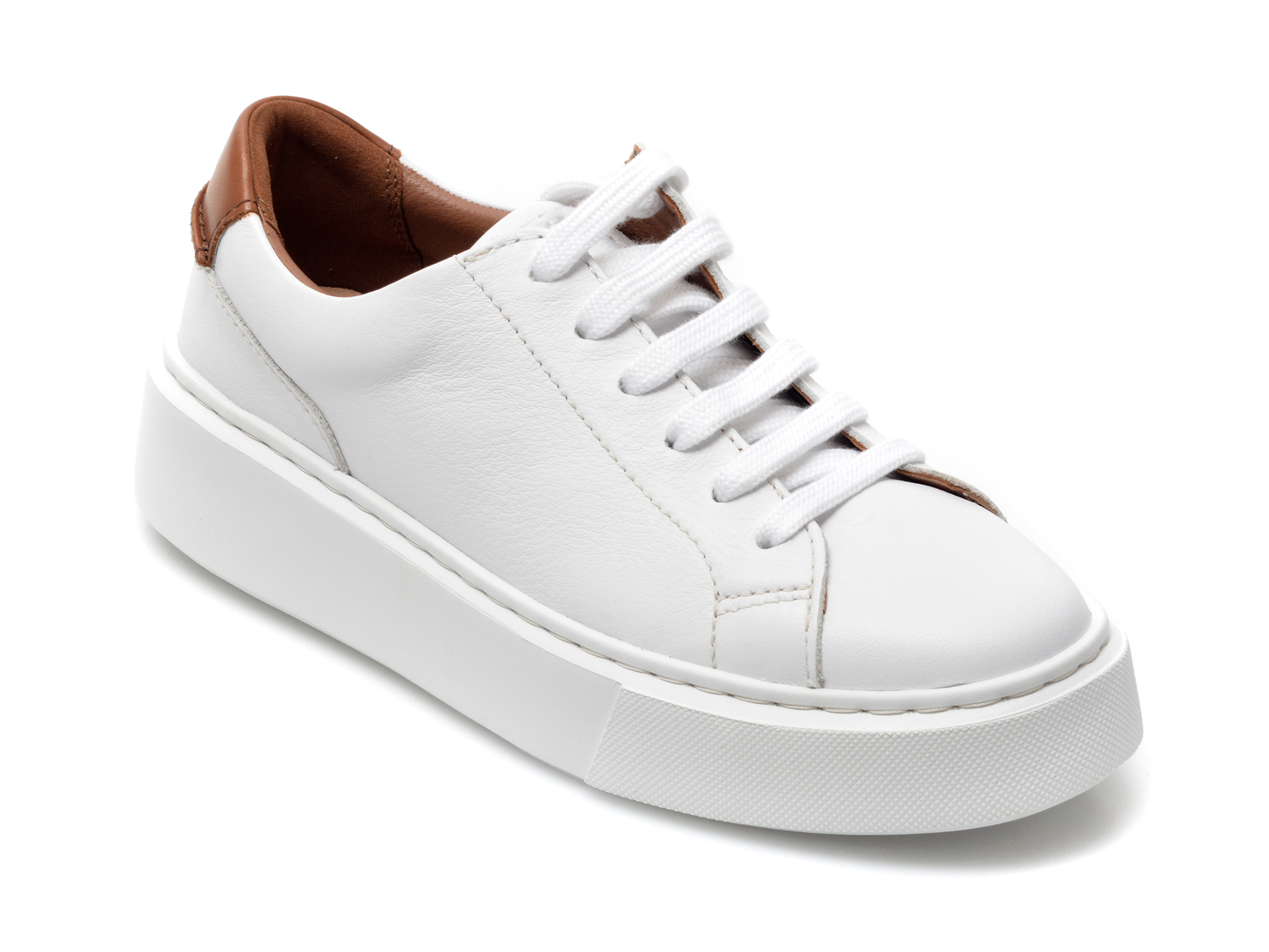 Pantofi CLARKS albi, HERO LITE LACE, din piele naturala Clarks imagine noua