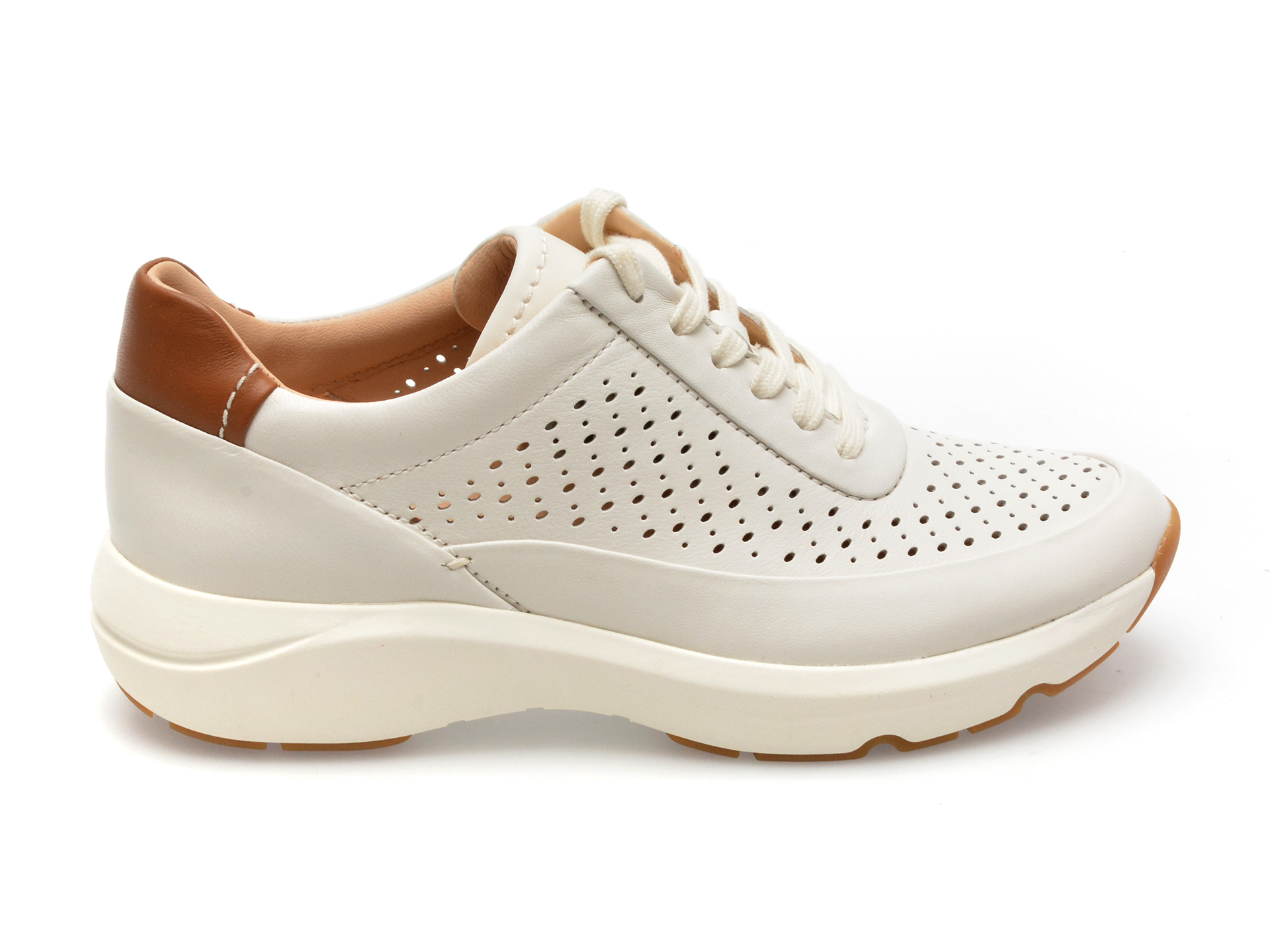 Pantofi CLARKS albi, TIVOGRA, din piele naturala