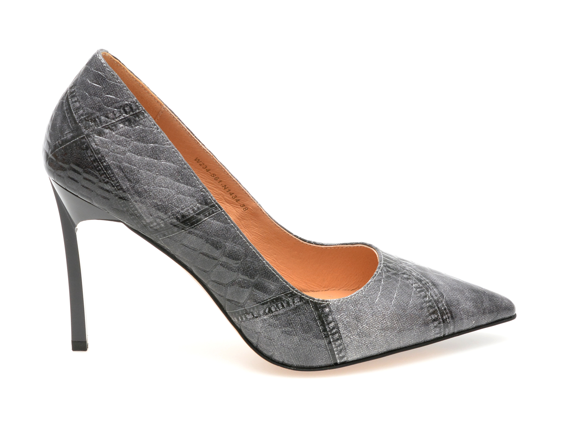 Pantofi Eleganti EPICA gri, S61, din piele naturala lacuita image7