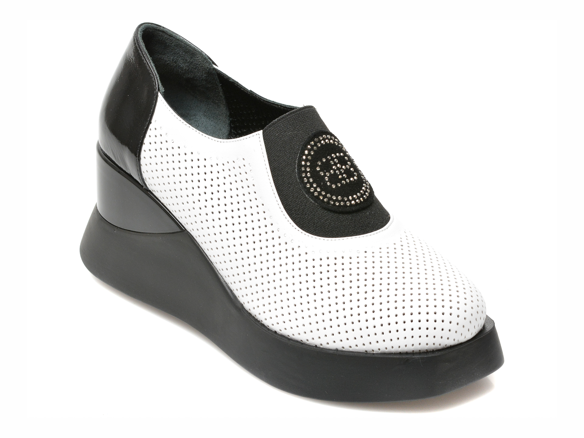 Pantofi EPICA albi, 131357, din piele naturala