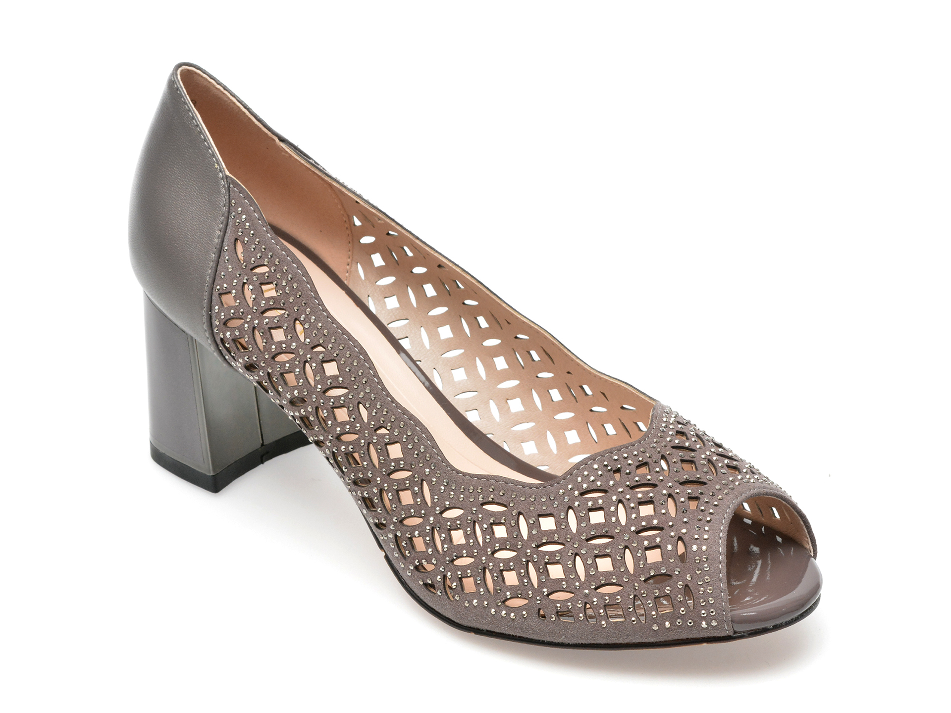Pantofi EPICA gri, JI20119, din piele intoarsa /femei/pantofi imagine noua
