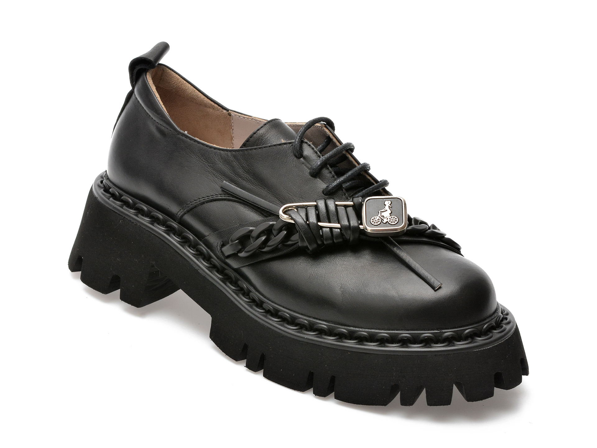 Pantofi EPICA negri, 2088800, din piele naturala