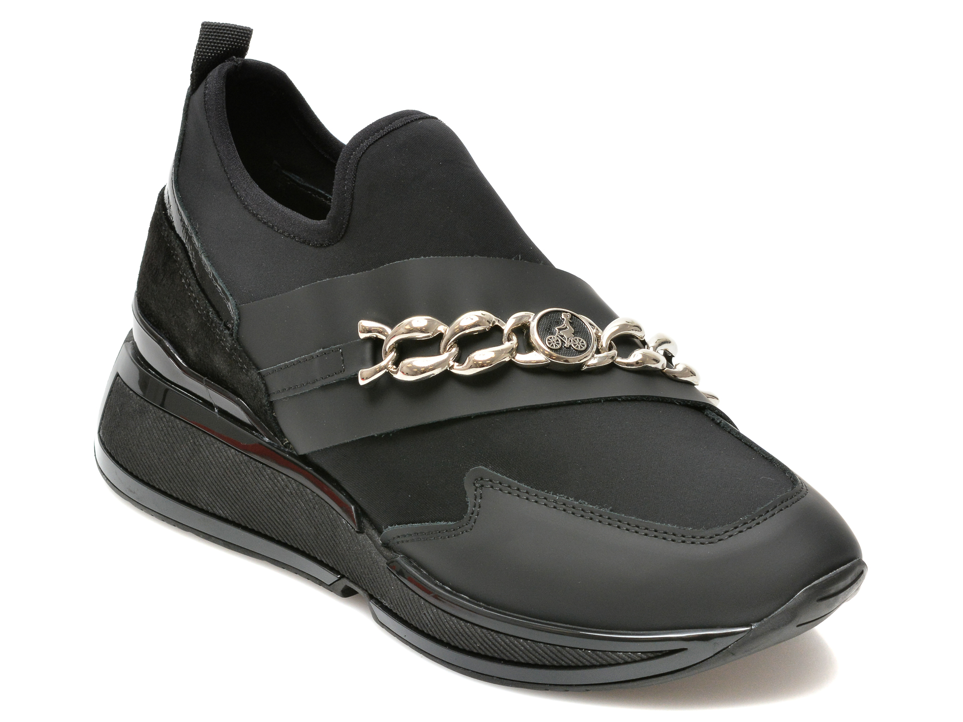 Pantofi EPICA negri, 3745061, din material textil si piele naturala