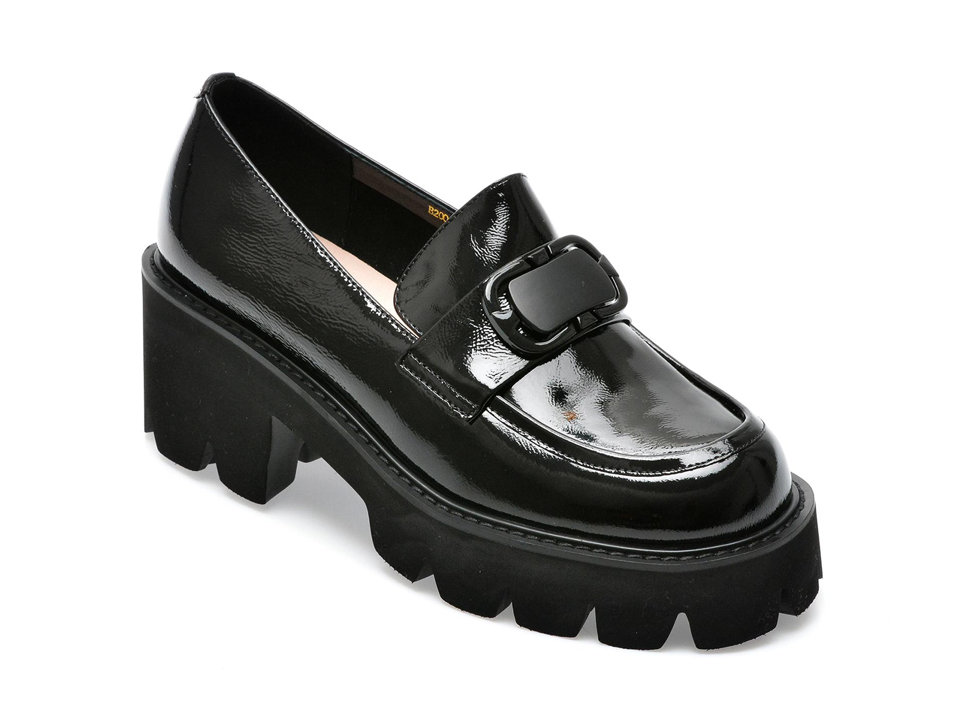 Pantofi EPICA negri, B200003, din piele naturala lacuita
