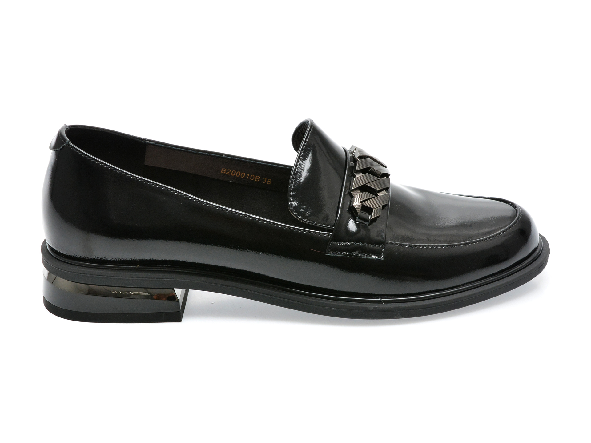 Poze Pantofi EPICA negri, B200010, din piele naturala lacuita Tezyo
