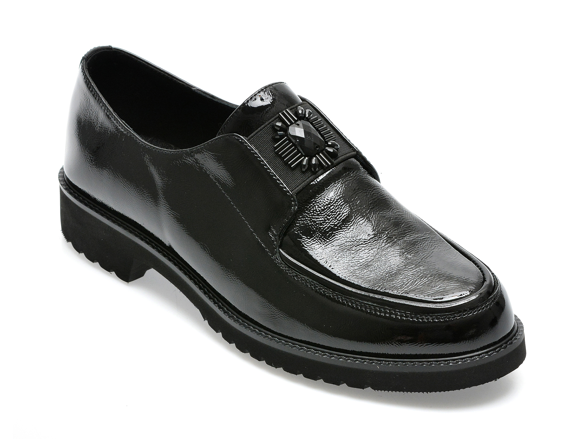 Pantofi EPICA negri, G423S64, din piele naturala lacuita Epica
