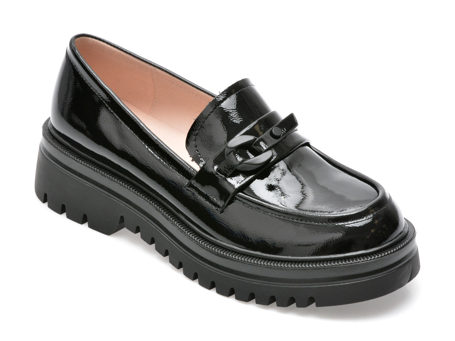 Pantofi EPICA negri, QV00050, din piele naturala lacuita