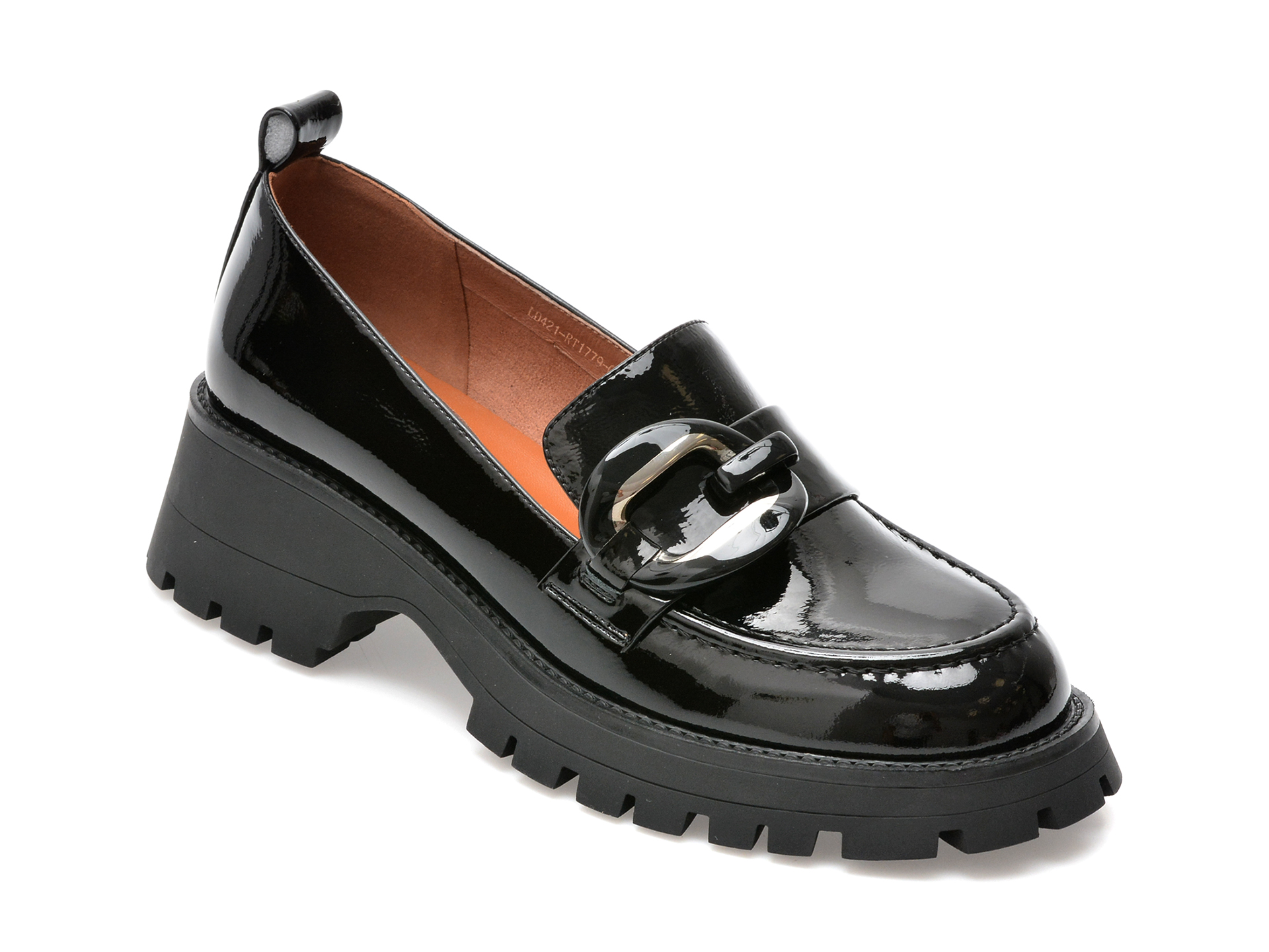 Pantofi EPICA negri, RT1779, din piele naturala lacuita Epica