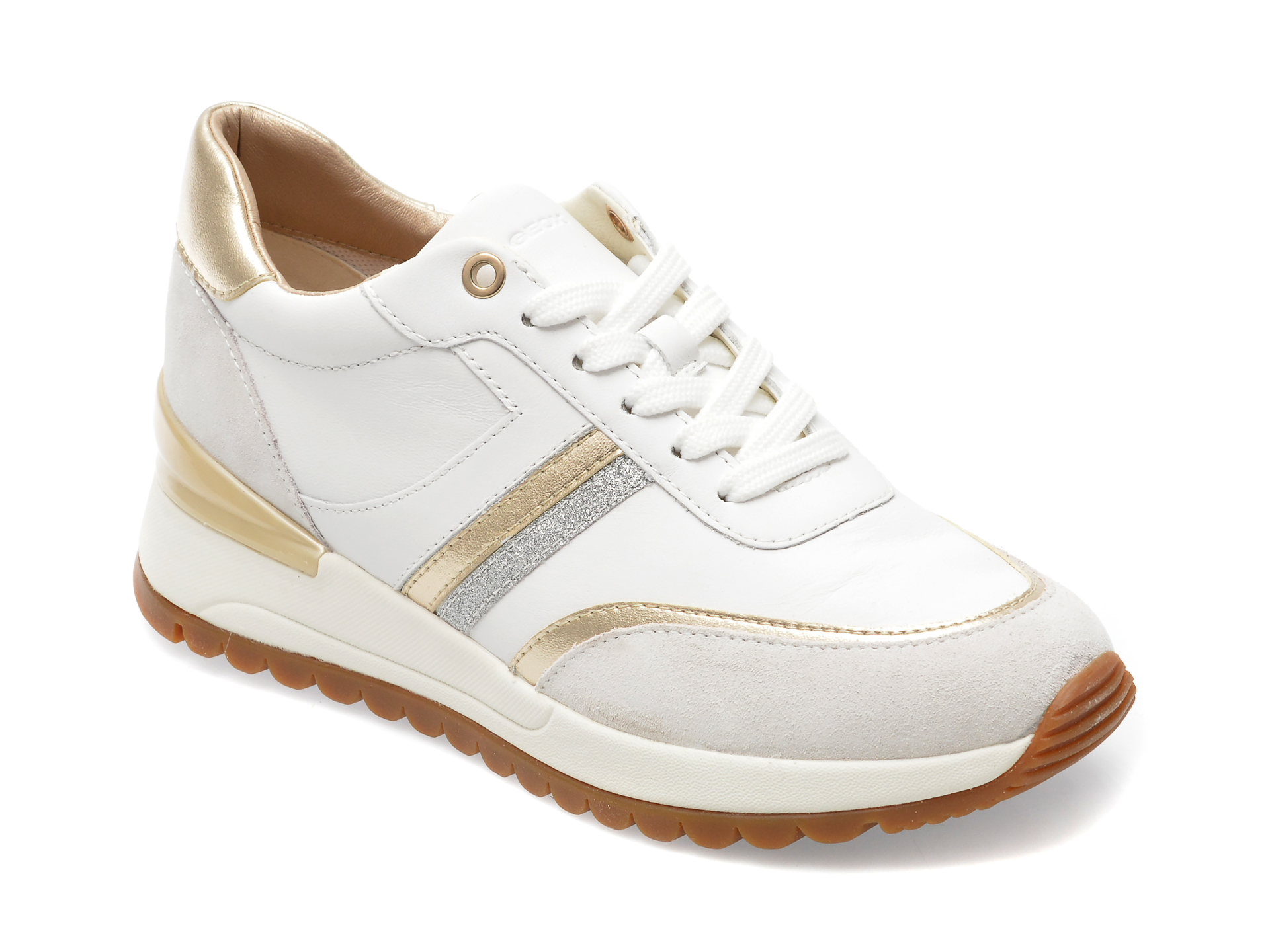 Pantofi GEOX albi, D3500A, din piele naturala