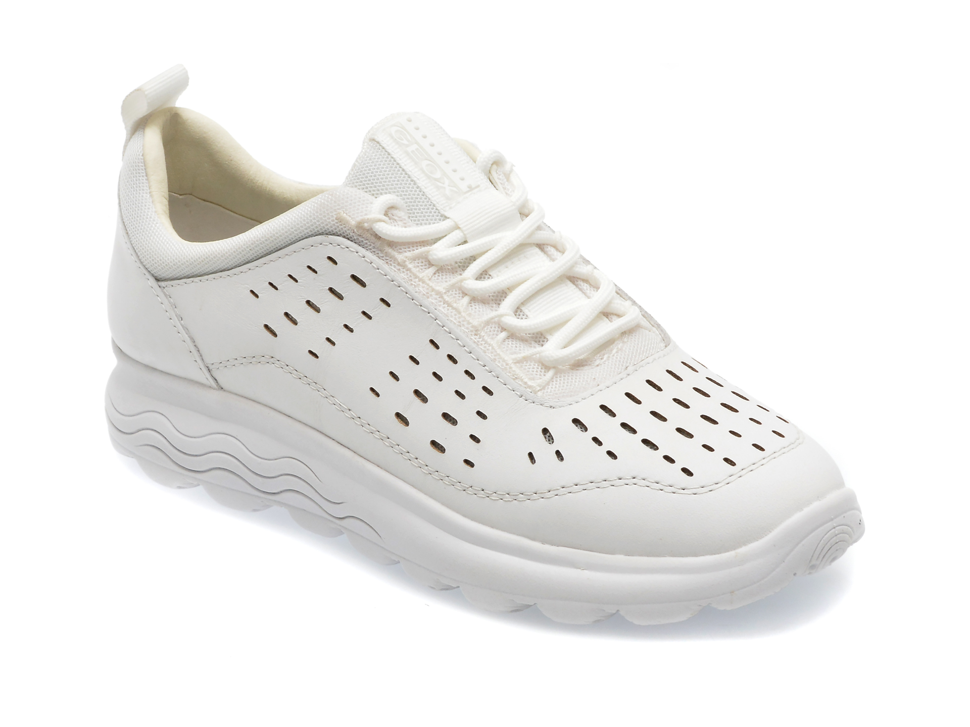 Pantofi GEOX albi, D35NUA, din piele naturala