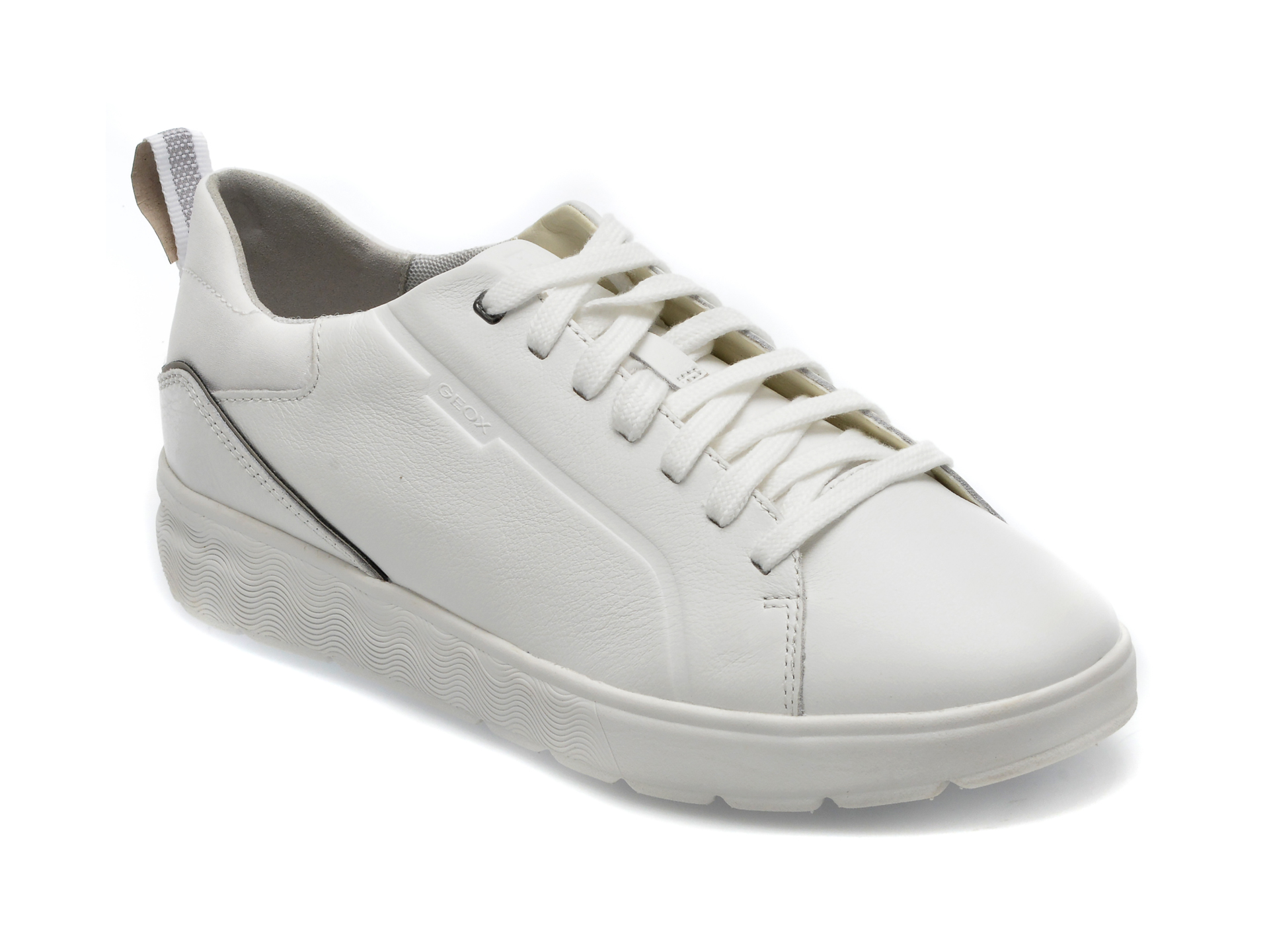 Pantofi GEOX albi, U25E7B, din piele naturala