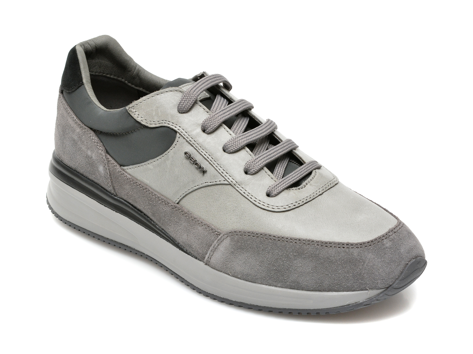 Pantofi GEOX gri, U150GA, din material textil si piele naturala Geox imagine reduceri
