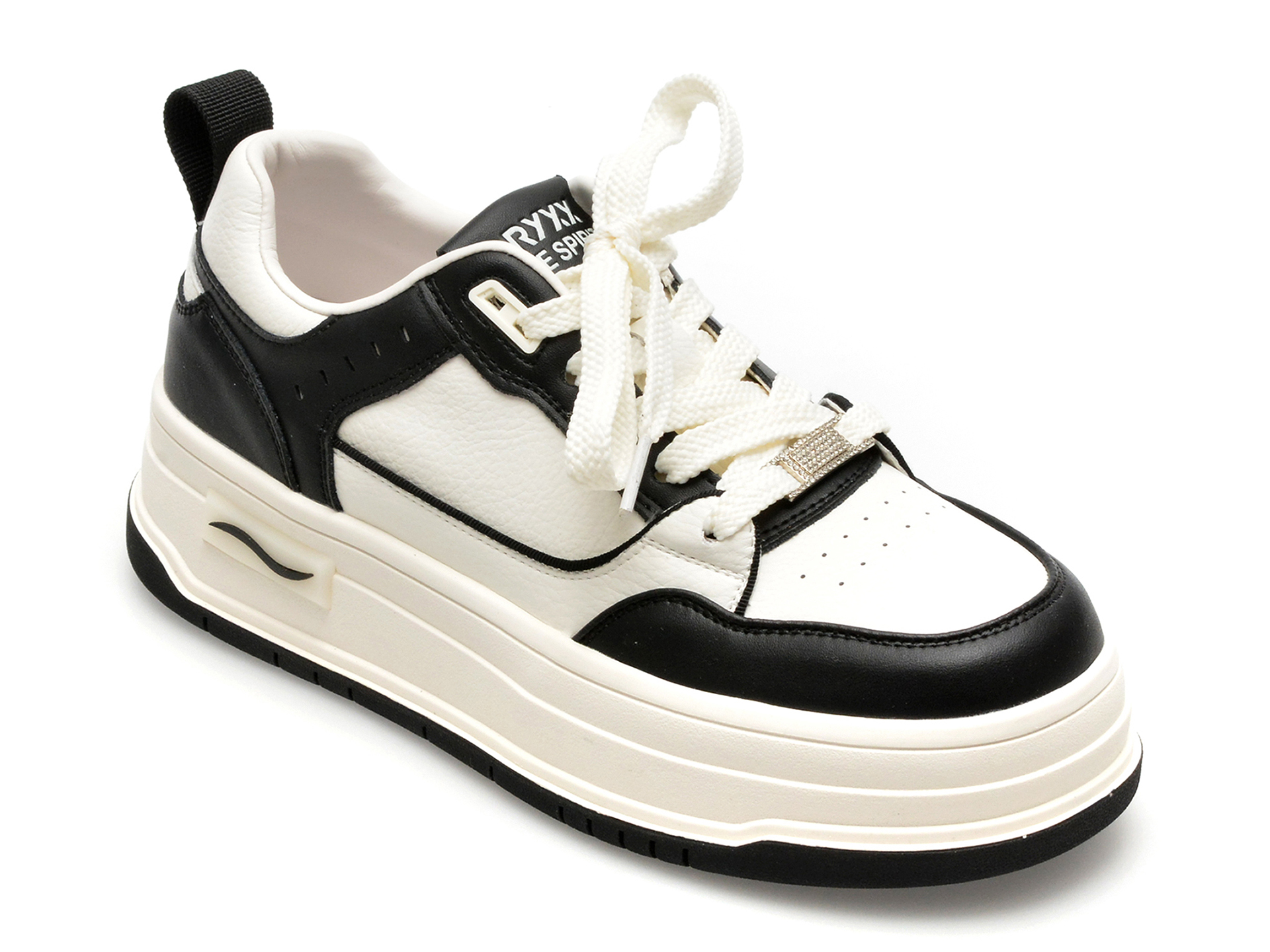Pantofi GRYXX alb-negru, 2357, din piele naturala